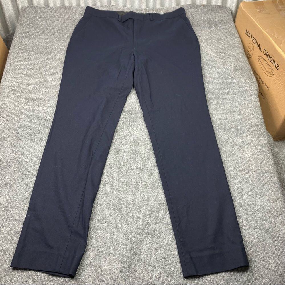 Kenneth Cole Dress Pants Mens Size 35 Navy Blue Rayon Blend Techni-Cole Stretch